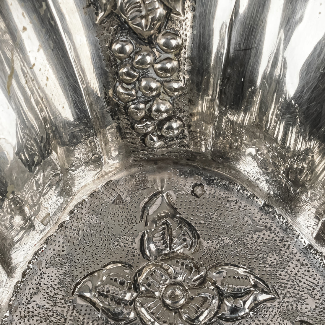 Austrian-Hungarian 800 Silver Footed Oval Repousse Bowl