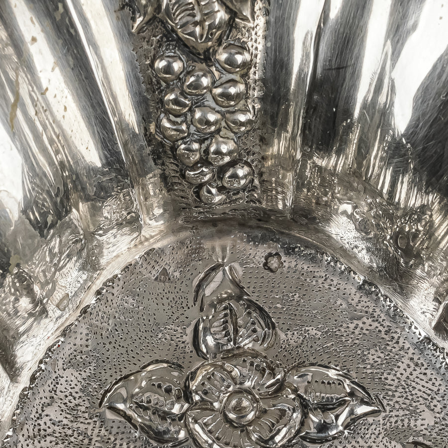 Austrian-Hungarian 800 Silver Footed Oval Repousse Bowl