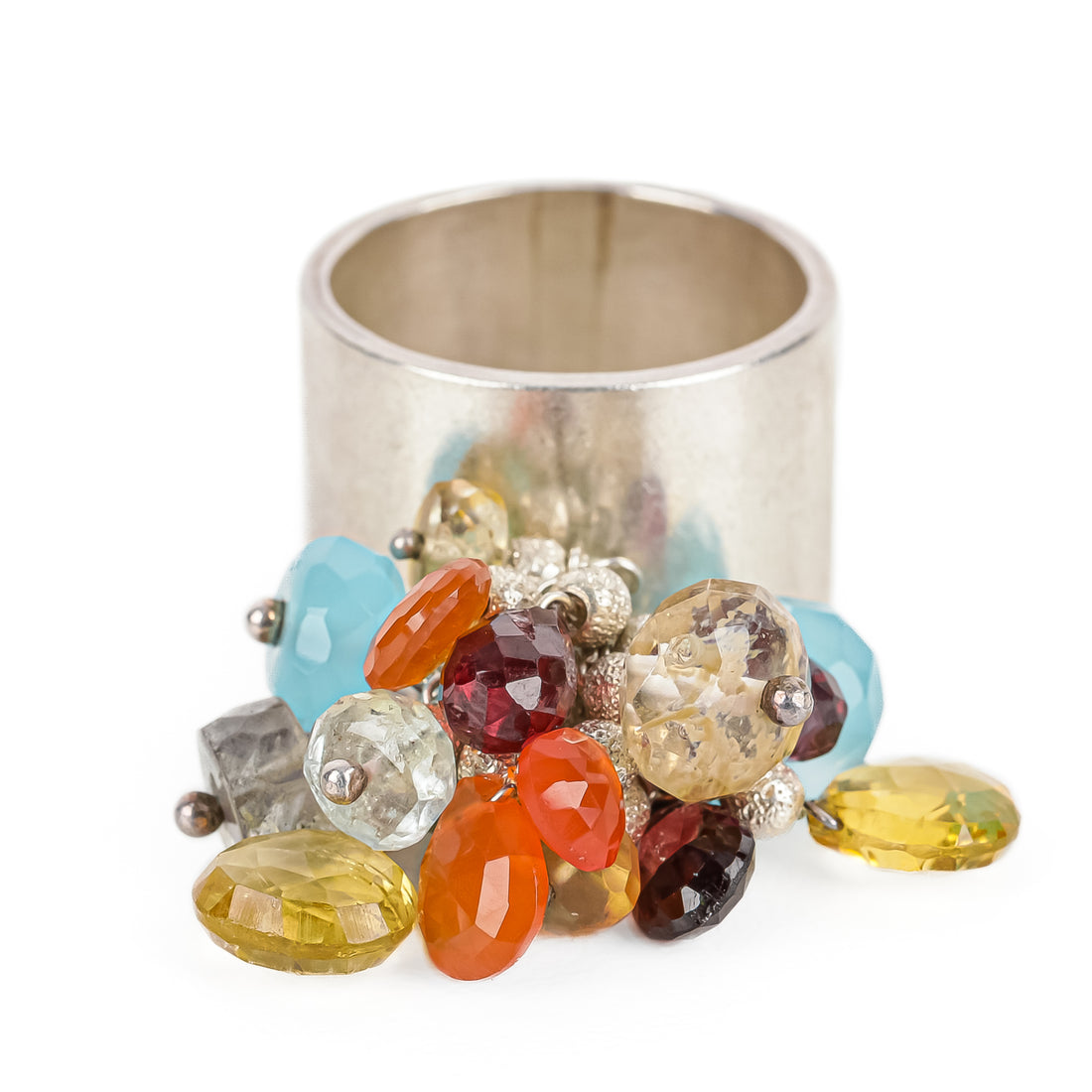 DALIA Sterling Multi Gemstone Cluster Band Ring