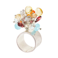 DALIA Sterling Multi Gemstone Cluster Band Ring