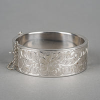 BURKHARDT Sterling Chased Hinged Bangle