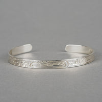 DON LANCASTER Kwakiutl Sterling Chased Cuff Bracelet