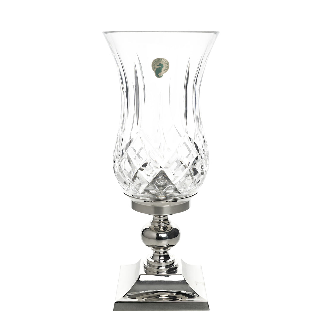WATERFORD Lismore Hurricane Candle Holder With Silver-Tone Base