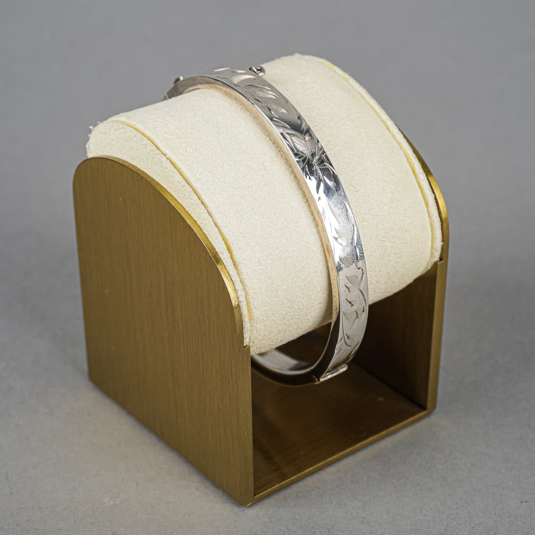 BURKHARDT Sterling Silver Chased Hinged Bangle