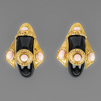 KALINGER PARIS Black Coral Clip Earrings