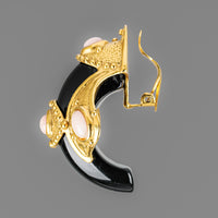 KALINGER PARIS Black Coral Clip Earrings