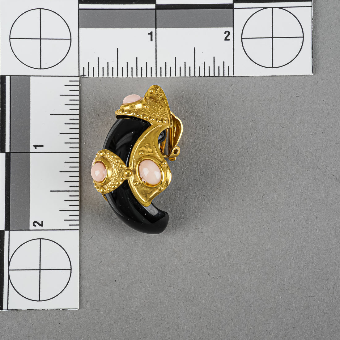 KALINGER PARIS Black Coral Clip Earrings