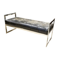 Brown Leather And Chrome Bench