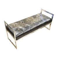 Brown Leather And Chrome Bench