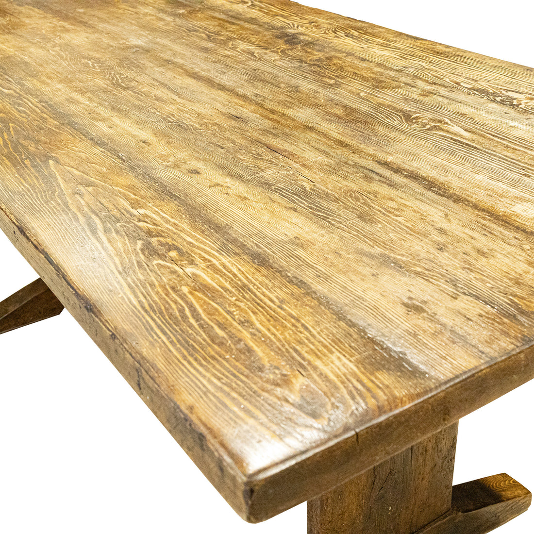 Dark Stained Pine Trestle Table
