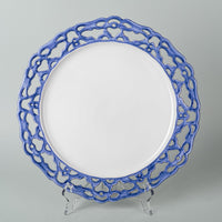 PIERRE DEUX Blue Open Work Faience Chargers Set Of 4