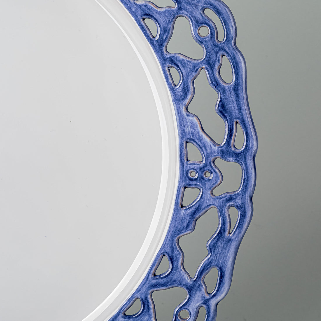 PIERRE DEUX Blue Open Work Faience Chargers Set Of 4