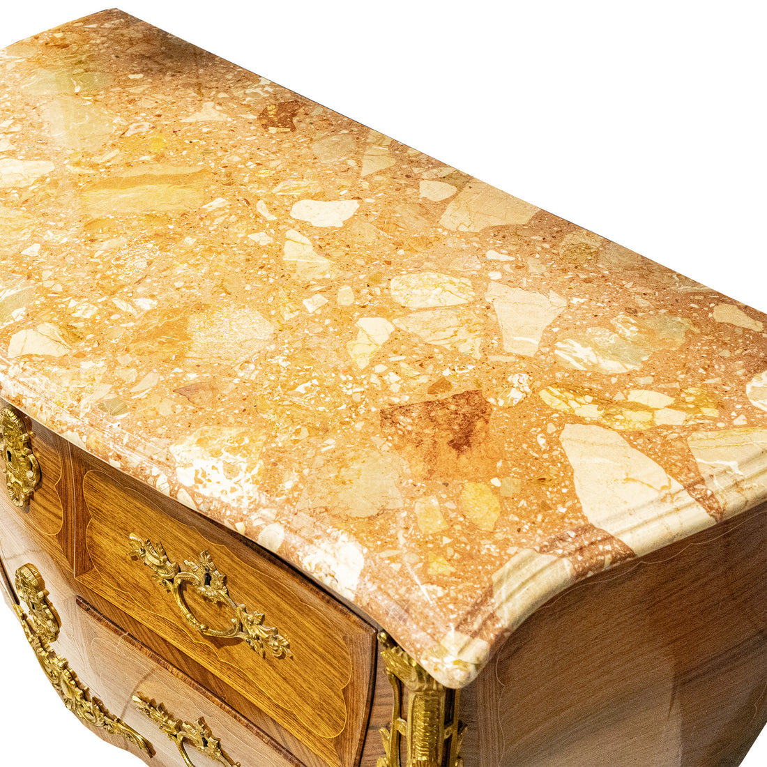 Marquetry Bombe Chest With Stone Top