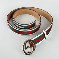 GUCCI 44" Leather Interlocking Web Colours Belt