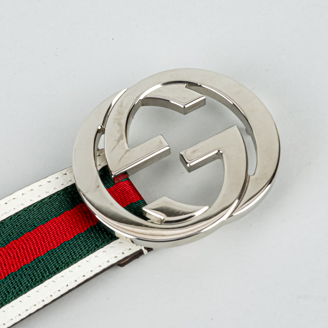 GUCCI 44" Leather Interlocking Web Colours Belt