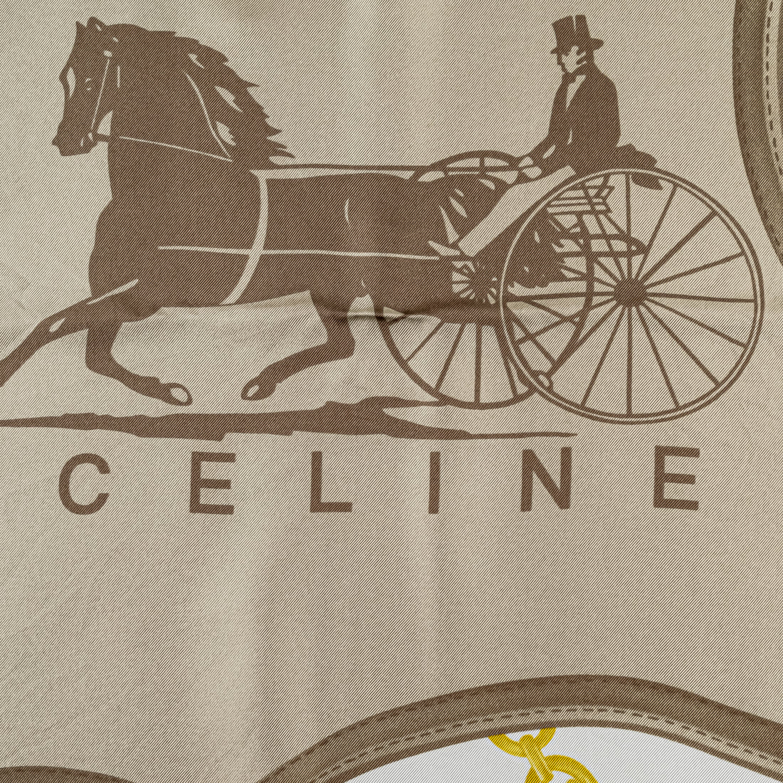 CELINE Vintage Equestrian/Carriage Motif Silk Scarf