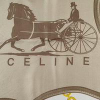 CELINE Vintage Equestrian/Carriage Motif Silk Scarf