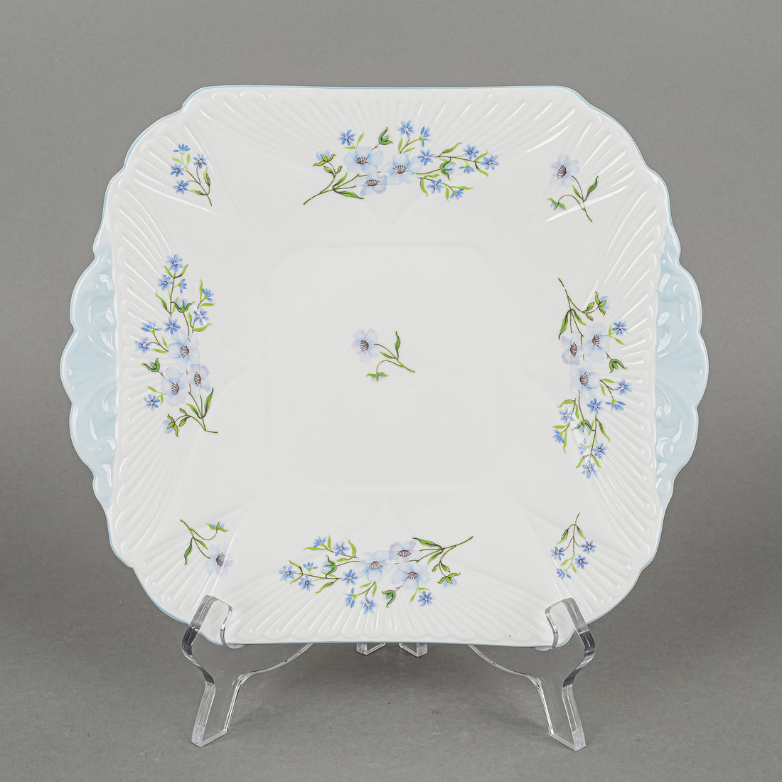 SHELLEY Blue Rock Cake Plate