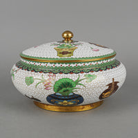 Cloisonne Covered Bowl White Ground