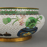 Cloisonne Covered Bowl White Ground