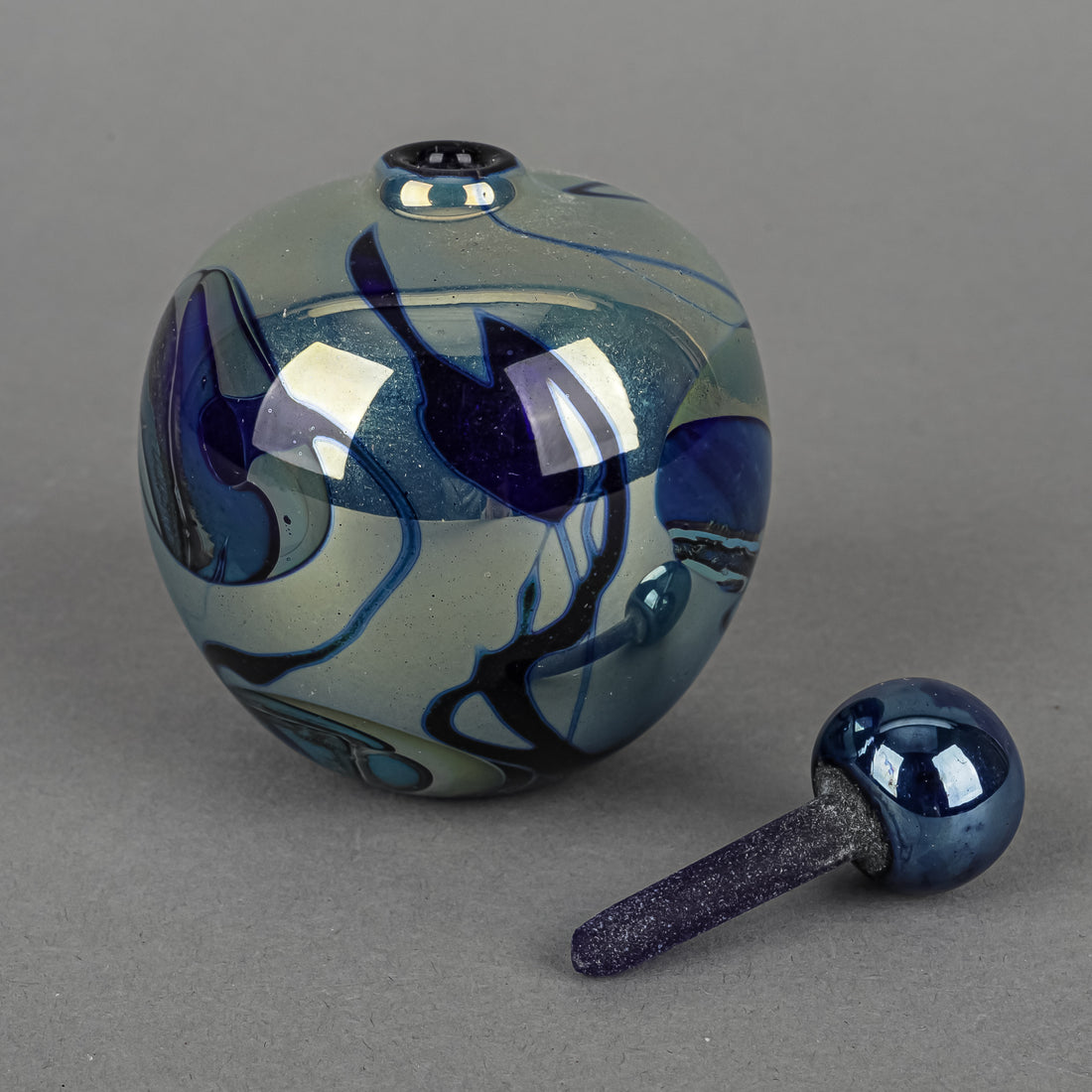 MARTHA HENRY Art Glass Ball Perfume Bottle And Stopper