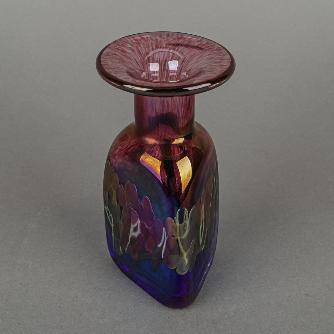 ROBERT HELD ART GLASS Iridescent Triangle Vase
