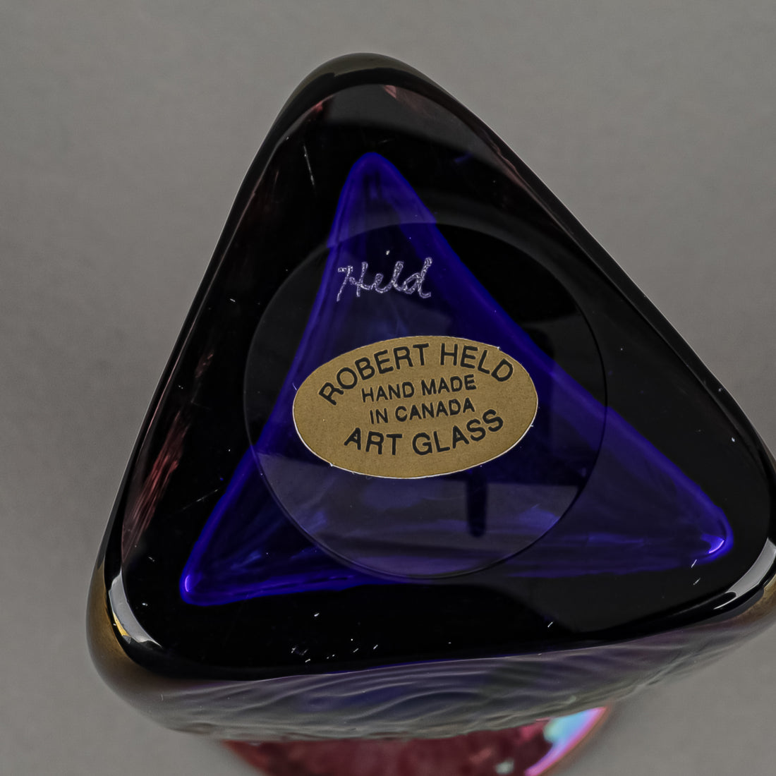 ROBERT HELD ART GLASS Iridescent Triangle Vase
