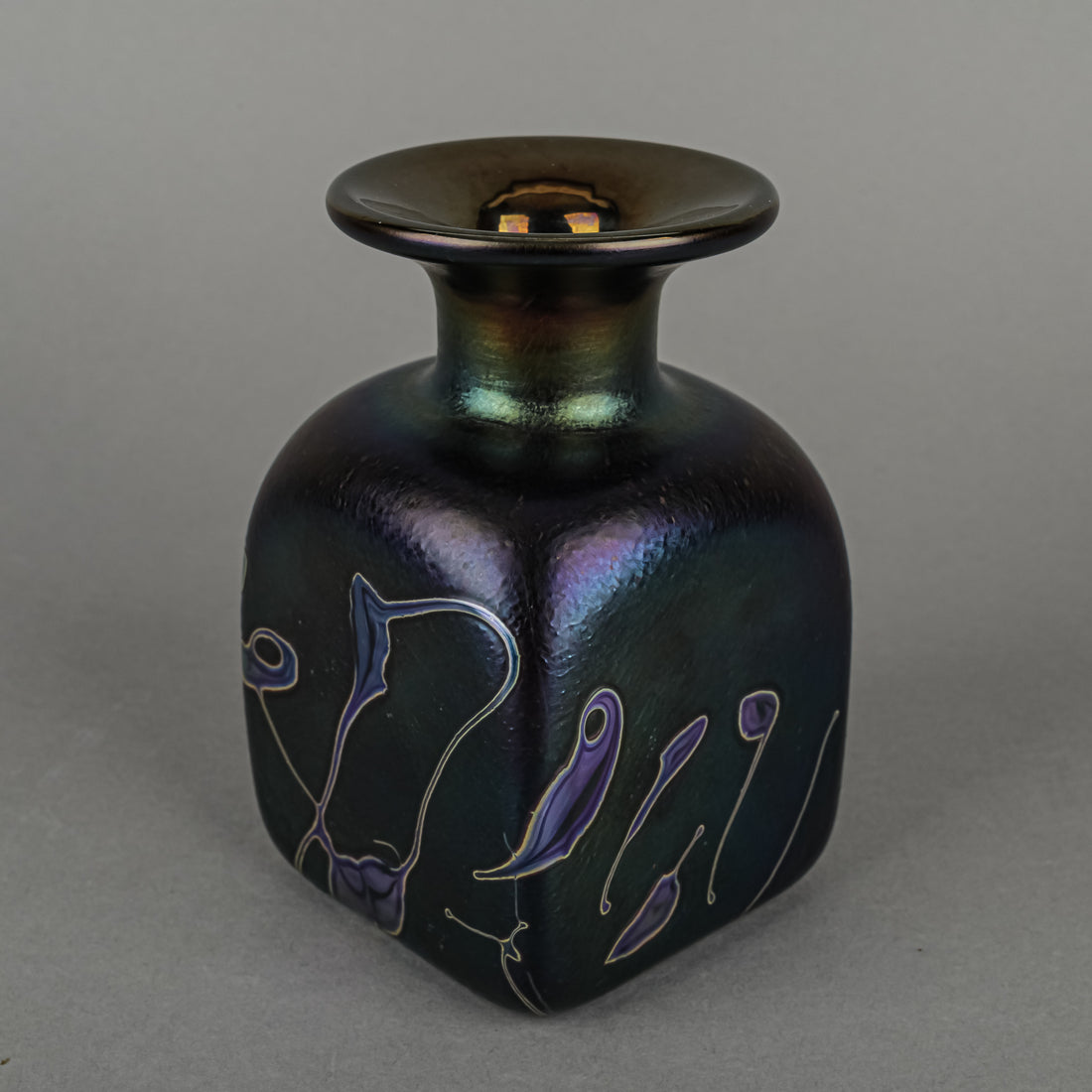 ROBERT HELD ART GLASS Iridescent Square Vase