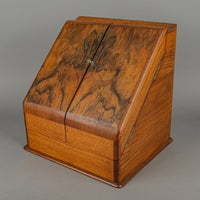 Vintage Walnut Wood Letter/Stationery Organizer Cabinet With Key