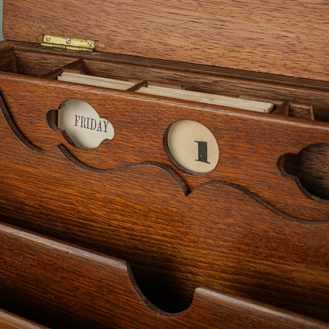 Vintage Walnut Wood Letter/Stationery Organizer Cabinet With Key