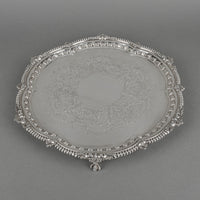 CHARLES HOWARD COLLINS Chased & Engraved Silver Plate Footed Tray