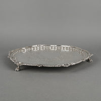 CHARLES HOWARD COLLINS Chased & Engraved Silver Plate Footed Tray