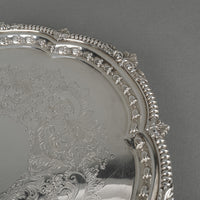 CHARLES HOWARD COLLINS Chased & Engraved Silver Plate Footed Tray