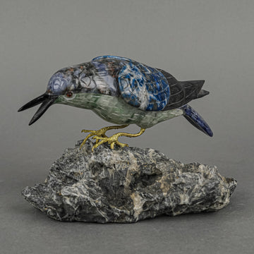 Carved Semi-Precious Stone Bird W/Base