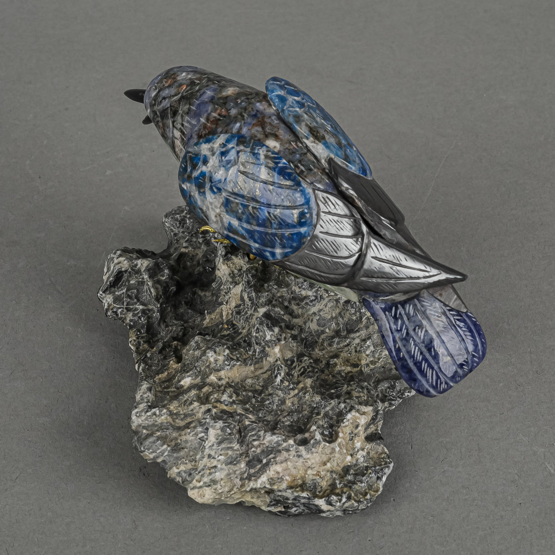 Carved Semi-Precious Stone Bird W/Base