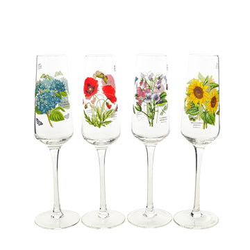 PORTMEIRION Botanic Garden Glass Champagne Flutes Set/4