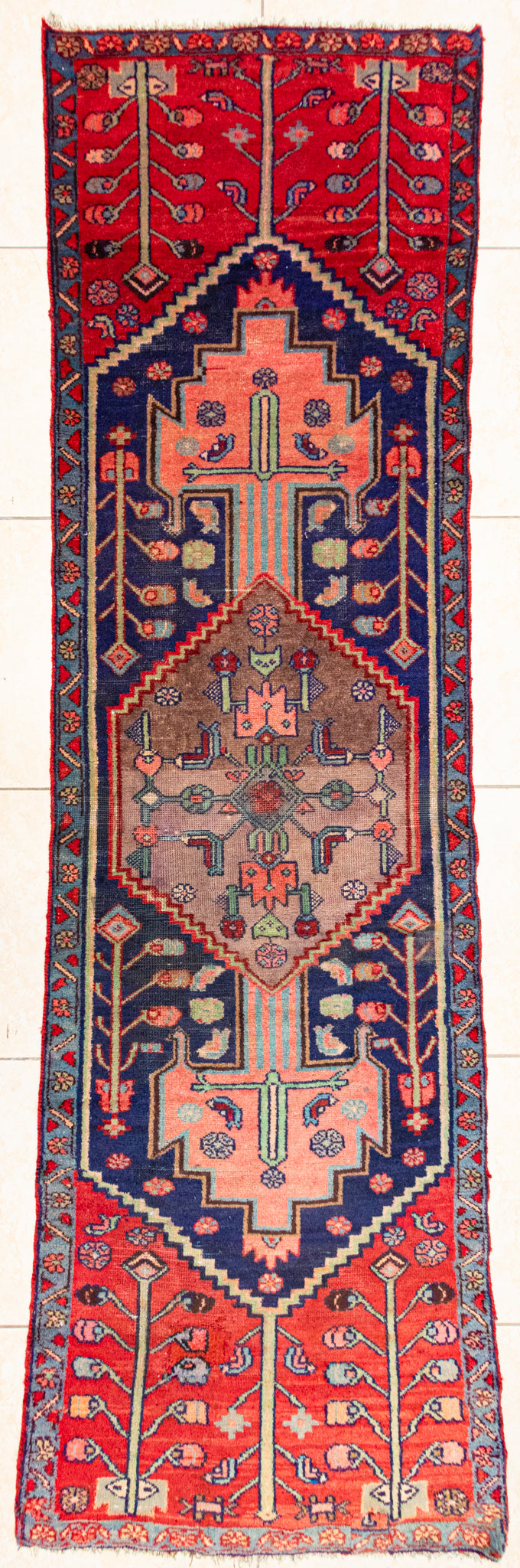 Hand Knotted Wool Hamadan Persian Runner 101"x32"