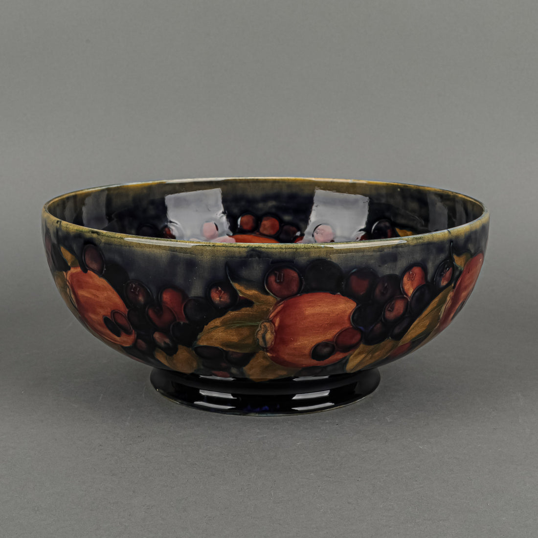 MOORCROFT Pomegranate Blue/Green Ground Footed Bowl