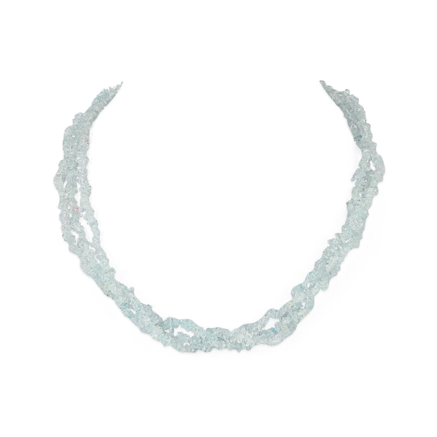 14K 3-Strand Aquamarine Chip Necklace