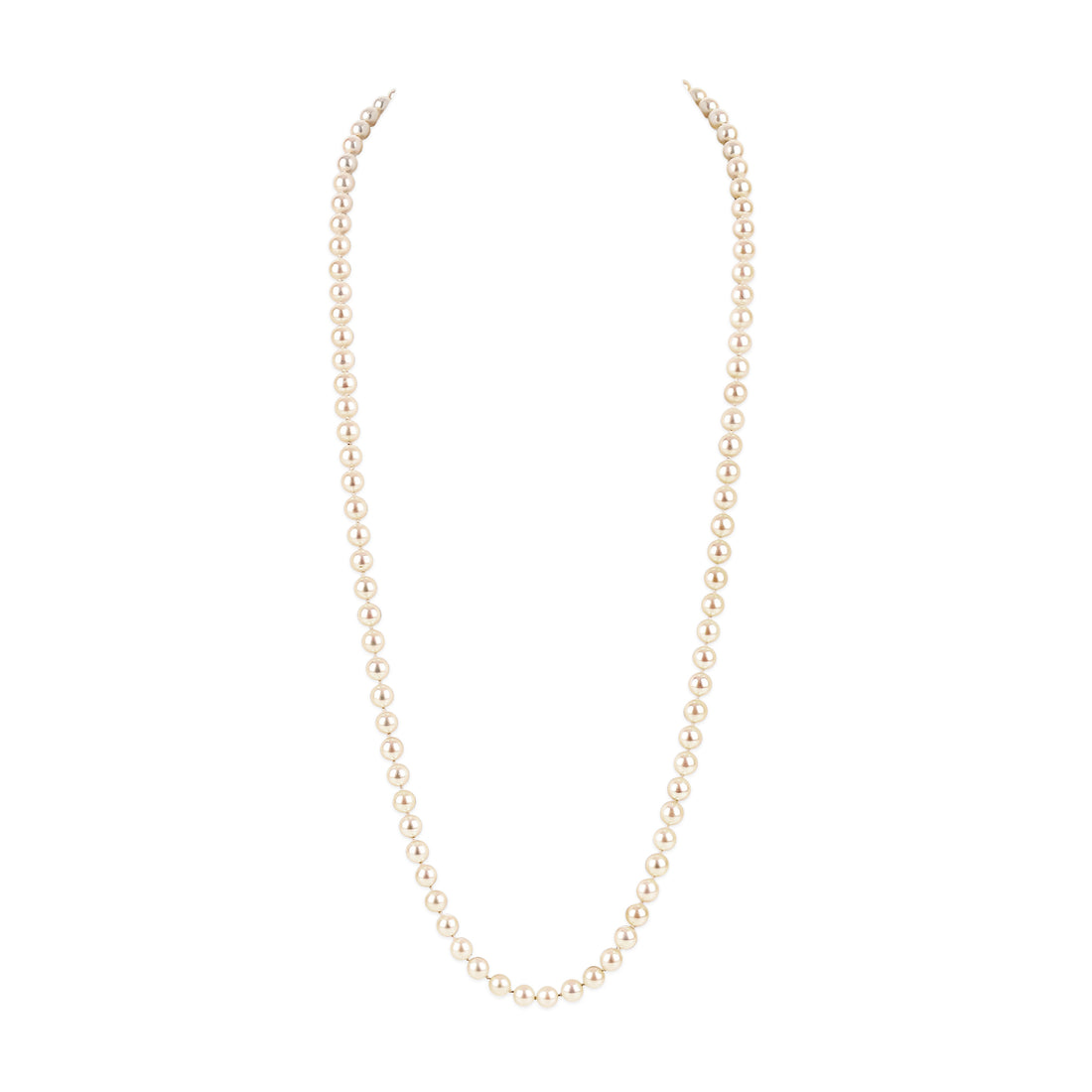 14K Pearl Diamond Clasp Pearl Necklace