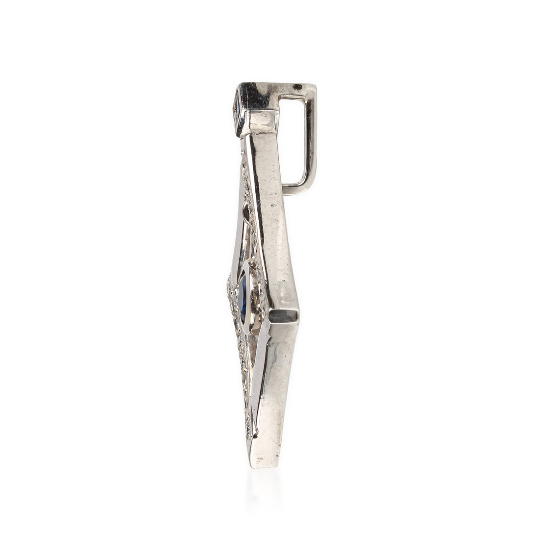 14K White Gold Blue Diffused Sapphire & Diamond Pendant