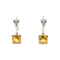 14K White Gold Citrine & Diamond Drop Earrings