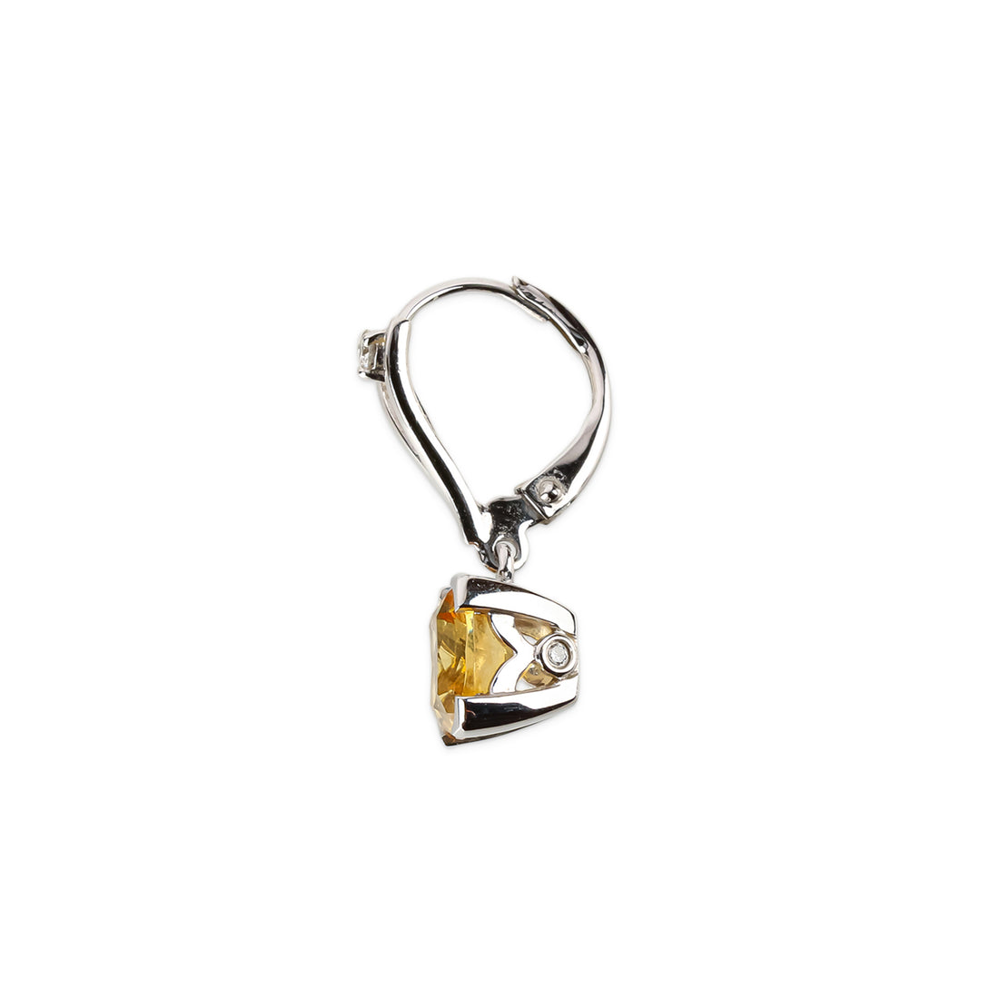 14K White Gold Citrine & Diamond Drop Earrings
