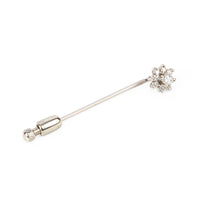 14K White Gold Diamond Cluster Stick Pin