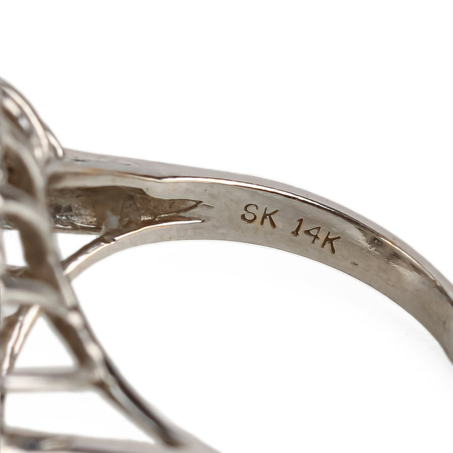 14K White Gold Mabé Pearl & Diamond Ring