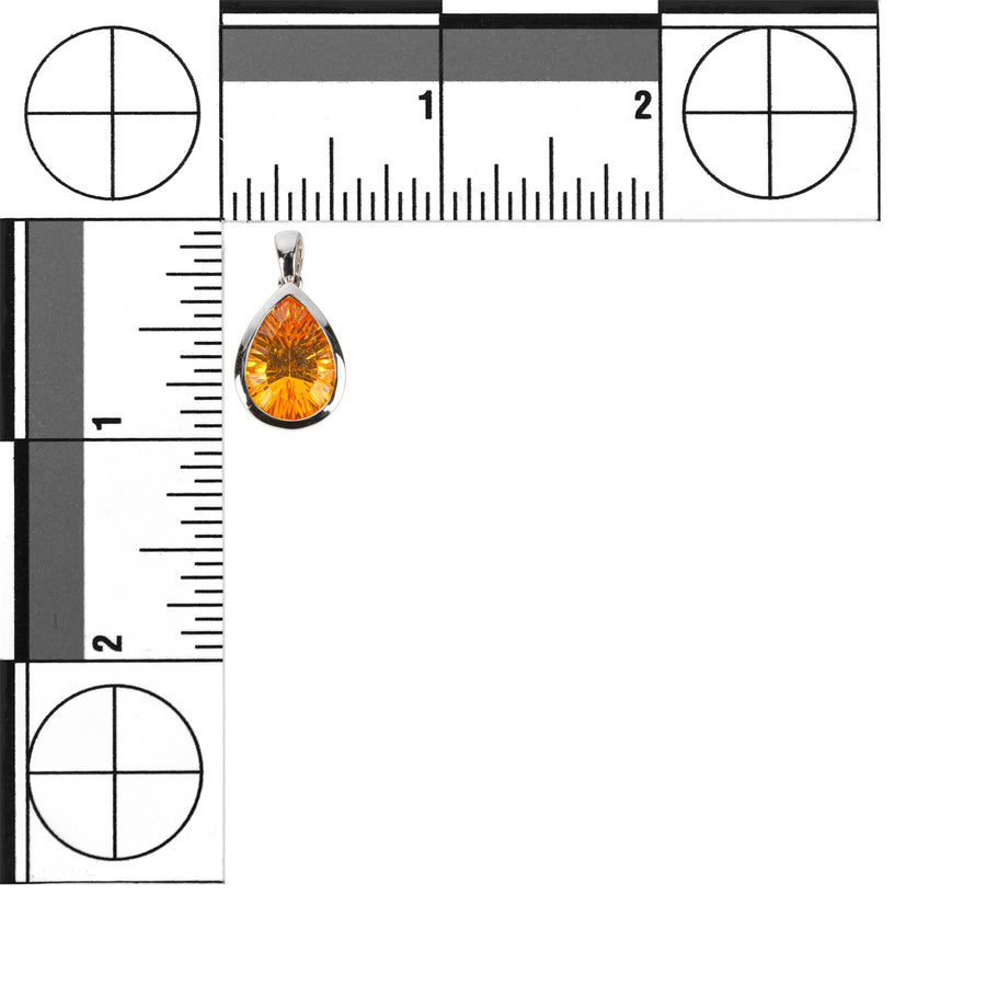 14K White Gold Pear Shape Citrine Pendant