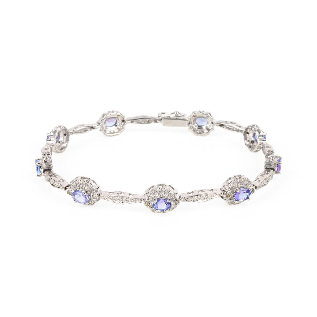 14K White Gold Tanzanite & Diamond Bracelet