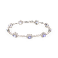14K White Gold Tanzanite & Diamond Bracelet