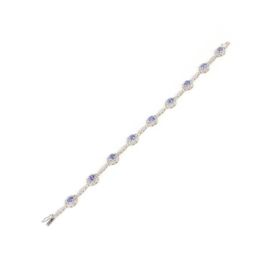 14K White Gold Tanzanite & Diamond Bracelet