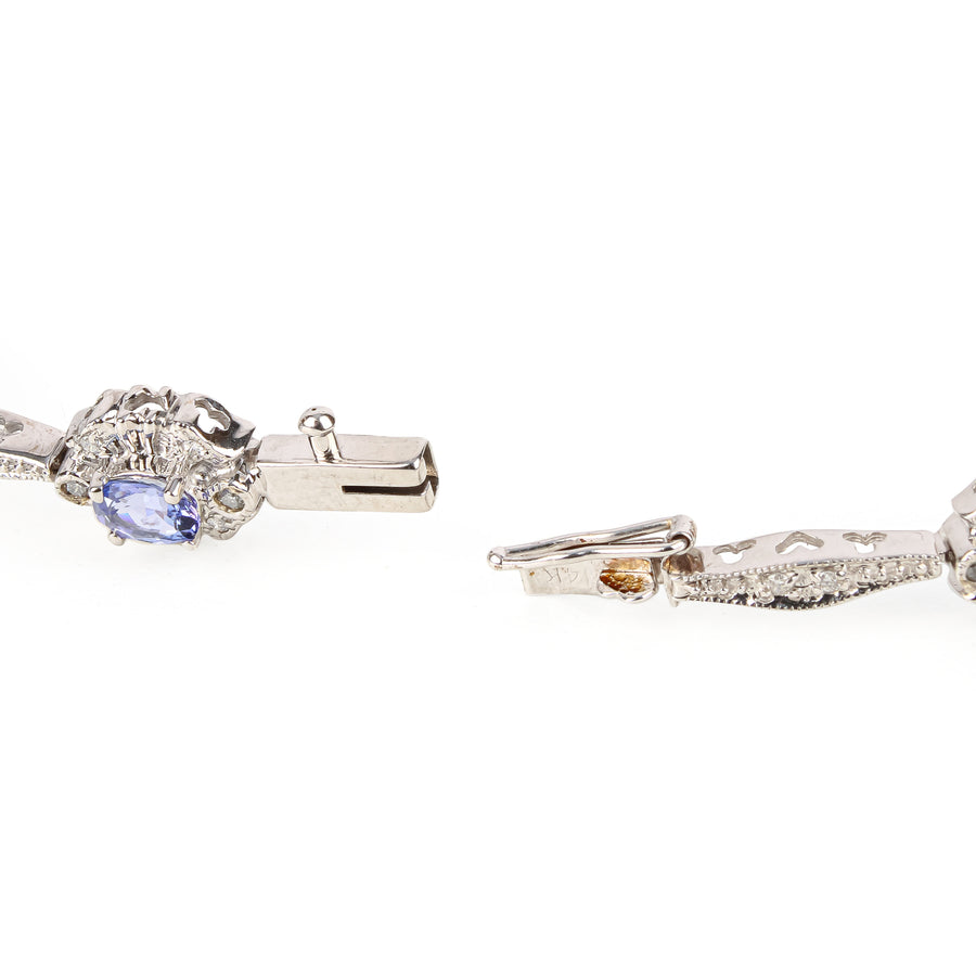 14K White Gold Tanzanite & Diamond Bracelet